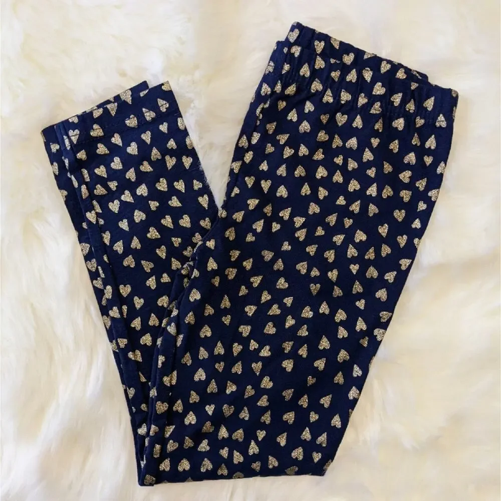 Nwt Carter's Girls Navy Gold Heart Leggings sz 6x